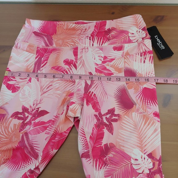 Bebe Sports  Pink/Orange Left Print Leggings  Size L - Picture 6 of 8